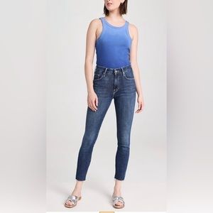 MOTHER High Waisted Looker Ankle Fray Jeans Enchantment Blue Size 26